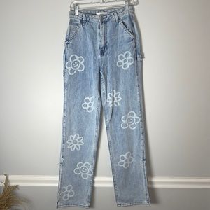 Pacsun 90s BF Carpenter Jeans Smiley Flower 26